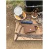 Image 2 : Large tub of country collectibles - saws, enamel, ashtray, etc. See pics