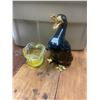 Image 1 : 1 Art glass bowl & ceramic duck planter - Duck 9" tall - Bowl 3 1/2" tall