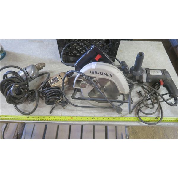 circular saw and 3 drills