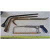 Image 1 : hacksaw, prybar and 2 tire irons
