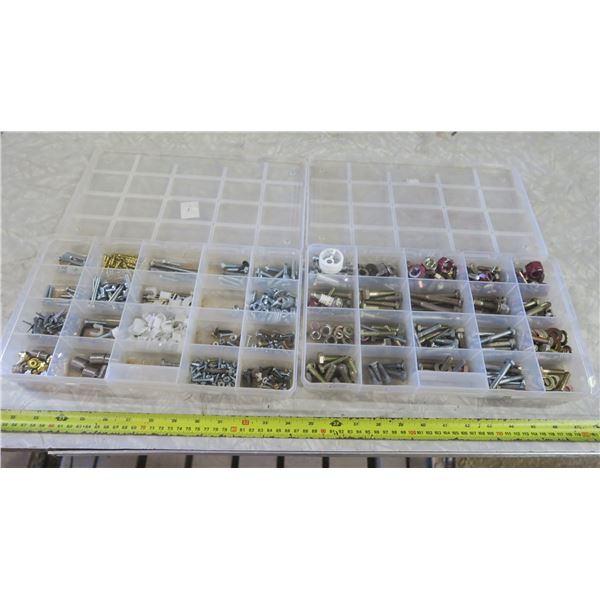 2 cases full of screws, nails, bolts, washer and other hardware