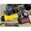 Image 2 : Assorted household items: Flashlights, batteries, Nikon Camera accessories, Brand new DVD player, et