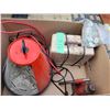 Image 1 : Boxed lot - 2 working heaters, battery cables, hydralic jack and hinges