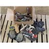Image 1 : Box of assorted tools, gloves, knee pads, bags, etc.