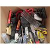 Image 6 : Box of assorted tools, gloves, knee pads, bags, etc.
