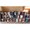 Image 1 : Lot of assorted 27x 4 quart paint cans – 1 or 2 full, most are partial