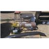 Image 1 : Assorted Pallet - stools, propane tank, compressor tank, hedge trimmer (untested), etc.
