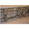 Image 2 : MARBLE TOP CONSOLE TABLE (MURRAY'S IRON WORKS, INC.) (93" X 24" X 39")