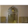 Image 2 : BAROQUE/ROCOCO STYLE BEVELED WALL MIRROR W/SIDE TABLE W/1 DRAWER & 2 DOORS (2 PCS)