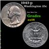Image 1 : 1943-p Washington Quarter 25c Grades Choice AU/BU Slider