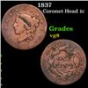 Image 1 : 1837 Coronet Head Large Cent 1c Grades vg, very good