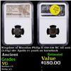 Image 1 : NGC Kingdom of Macedon Philip II 359-336 BC AE unit (5.55g) obv Apollo rv youth on horseback Graded 
