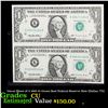 Image 1 : Uncut Sheet of 2 1995 $1 Green Seal Federal Reserve Note (Dallas, TX) Grades CU