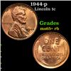 Image 1 : 1944-p Lincoln Cent 1c Grades Gem+ Unc RB