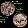 Image 1 : 1938-d Buffalo Nickel 5c Grades GEM Unc