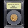 Image 4 : ***Auction Highlight*** 1915-p Gold Indian Half Eagle $5 Graded Select+ Unc By USCG (fc)