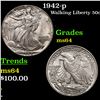 Image 1 : 1942-p Walking Liberty Half Dollar 50c Grades Choice Unc