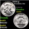 Image 1 : 1954-p Franklin Half Dollar 50c Grades Choice+ Unc