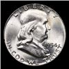 Image 2 : 1954-p Franklin Half Dollar 50c Grades Choice+ Unc