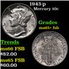 1943-p Mercury Dime 10c Grades GEM+ FSB