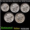 Image 1 : 5x 1941-1944 Silver Mercury 10c, XF/BU Grade Mercury Dime 10c