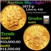 Image 1 : ***Auction Highlight*** 1872-p Gold Liberty Double Eagle 20 Graded ms62 By SEGS (fc)