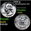 Image 1 : 1958-p Washington Quarter 25c Grades GEM Unc