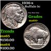 Image 1 : 1936-s Buffalo Nickel 5c Grades Choice+ Unc