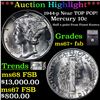 Image 1 : ***Auction Highlight*** 1944-p Mercury Dime Near TOP POP! 10c Graded ms67+ fsb BY SEGS (fc)