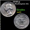Image 1 : 1940-p Washington Quarter 25c Grades Select AU