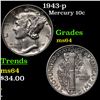 Image 1 : 1943-p Mercury Dime 10c Grades Choice Unc