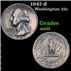 Image 1 : 1947-d Washington Quarter 25c Grades Select AU