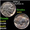 Image 1 : 1936-p Buffalo Nickel 5c Grades Choice Unc