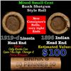 Image 1 : Mixed small cents 1c orig shotgun roll, 1919-d Wheat Cent, 1896 Indian Cent other end, Brinks Wrappe