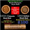 Image 1 : Mixed small cents 1c orig shotgun roll, 1918-d Wheat Cent, 1863 Indian Cent other end, Brinks Wrappe