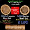 Image 1 : Mixed small cents 1c orig shotgun roll, 1916-d Wheat Cent, 1899 Indian Cent other end, Brinks Wrappe