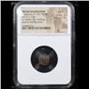 Image 2 : NGC Seleucid Kingdom Antiochus III, 222-187 BC AE12 (1.72g) Apollo stg., Holding Bow, Testing Arrow 
