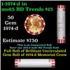 Image 1 : Shotgun Lincoln 1c roll, 1974-d 50 pcs Bank Wrapper.