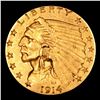 Image 2 : ***Auction Highlight*** 1914-p Gold Indian Quarter Eagle $2 1/2 Graded Select Unc By USCG (fc)