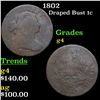 Image 1 : 1802 Draped Bust Large Cent 1c Grades g, good