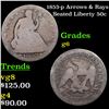 Image 1 : 1853-p Arrows & Rays Seated Half Dollar 50c Grades g+