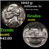 Image 1 : 1942-p Jefferson Nickel 5c Grades GEM+ Unc