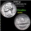 Image 1 : 1943-p Jefferson Nickel 5c Grades Choice Unc