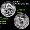 Image 1 : 1952-s Washington Quarter 25c Grades GEM+ Unc