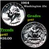 Image 1 : Proof 1964 Washington Quarter 25c Grades GEM++ Proof