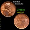 Image 1 : 1953-p Lincoln Cent 1c Grades GEM+ Unc RB