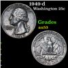 Image 1 : 1949-d Washington Quarter 25c Grades Select AU