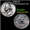 Image 1 : 1951-d Washington Quarter 25c Grades Unc Details