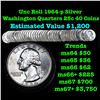 Image 1 : ***Auction Highlight*** Full Roll of Silver Unc 1964-p Washington 25c, 40 Coins in Total Brilliant U