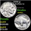 Image 1 : 1936-p Buffalo Nickel 5c Grades Choice+ Unc
